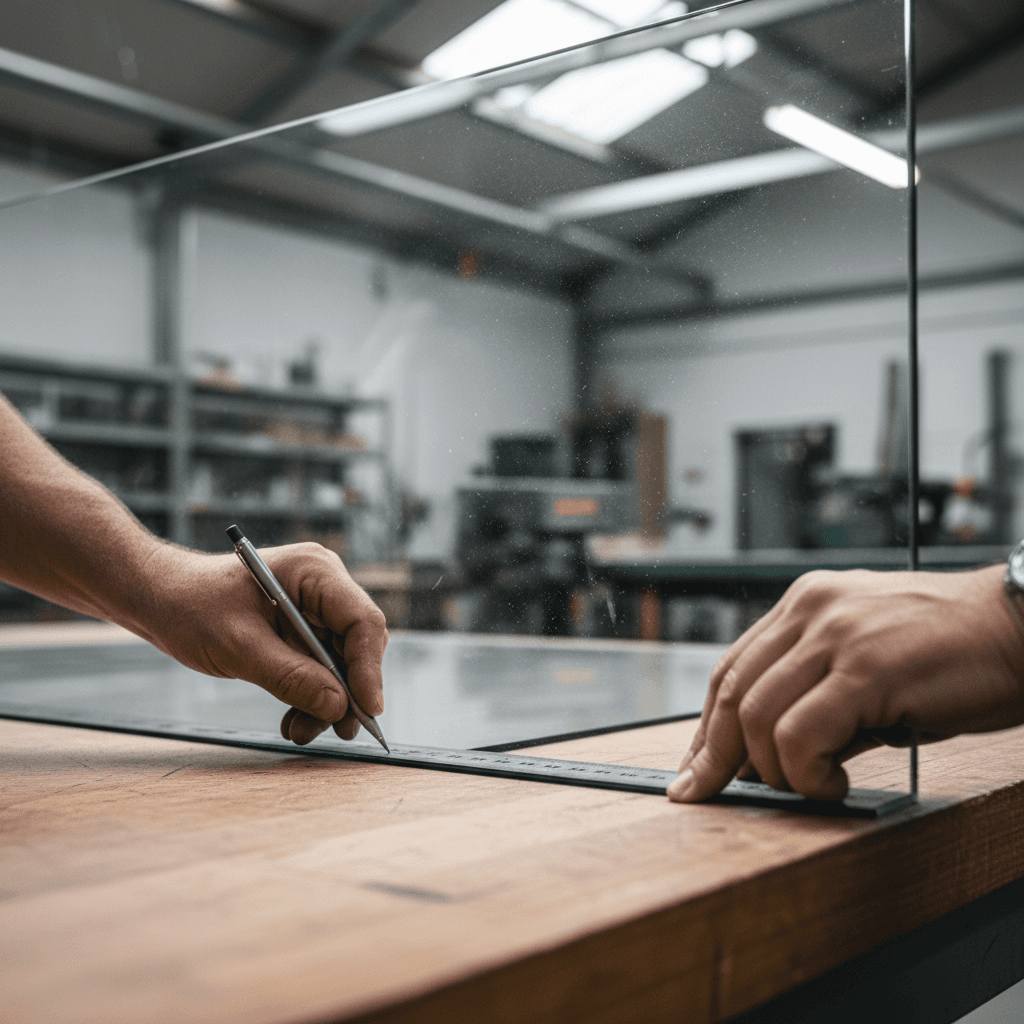 Craftsman measuring glass for custom cut