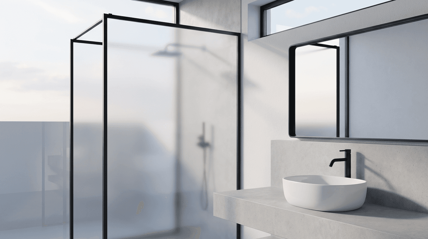 Bespoke frameless glass shower enclosure with polished chrome hardware