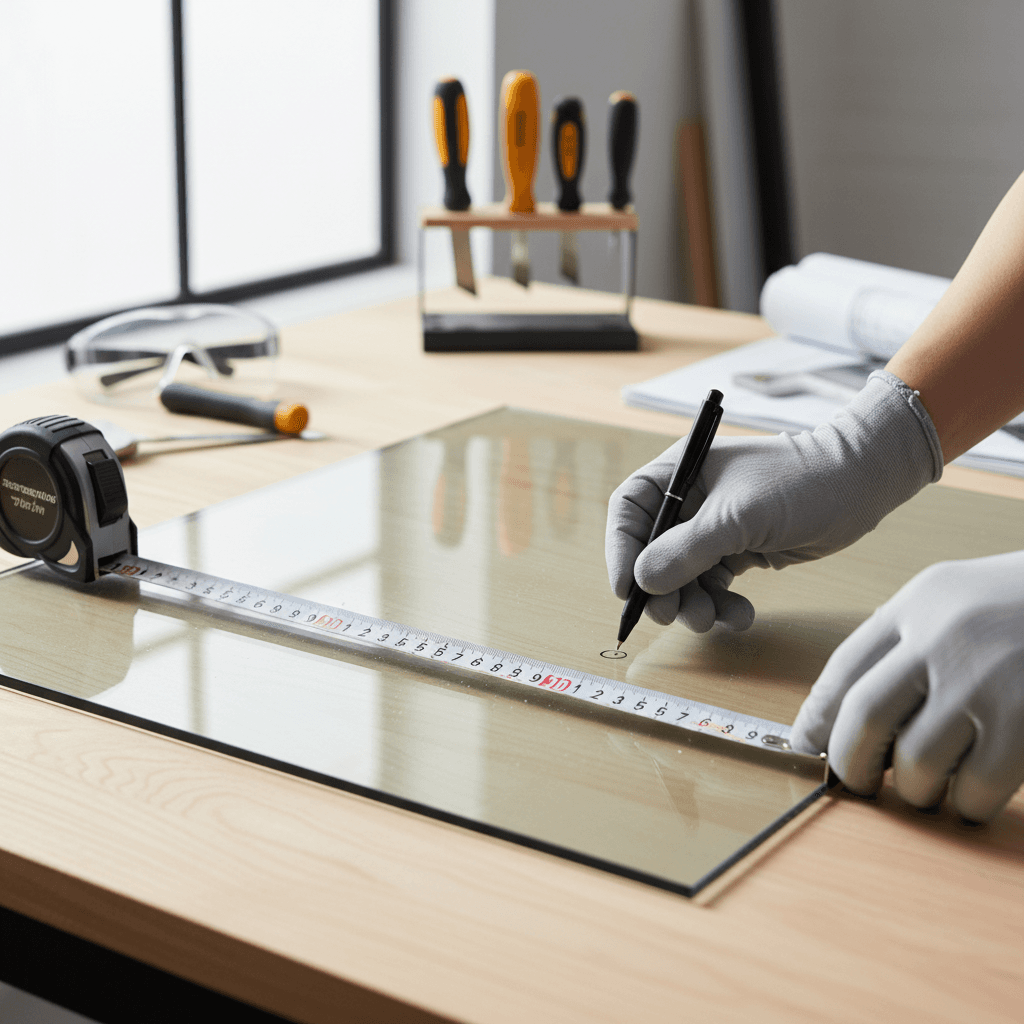 Custom glass measurement and cutting process